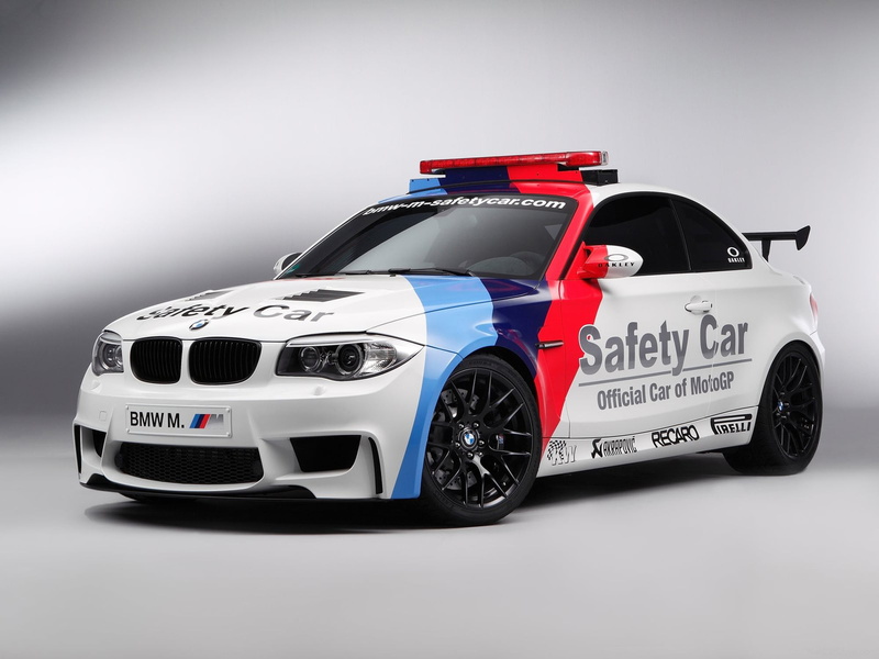 Safety car, sports race, studio shot, racecar, red, gray background, silver colored, land vehicle, motor vehicle, BMW, competition, motorsport, Series 1