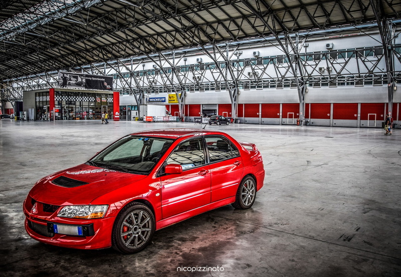 1080P, motor vehicle, transportation, garage, domestic room, ceiling, land vehicle, no people, city, parking lot, Mitsubishi Lancer Evolution, absence