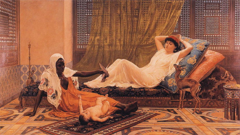 pintura, harem, suelo, tumbona, arabe, arte, mujer, 720P