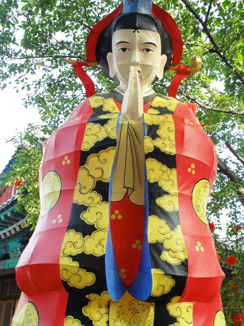 male likeness, human representation, buddhas birthday, day, art and craft, man, front view, representation, sculpture, plant, multi colored, south korea
