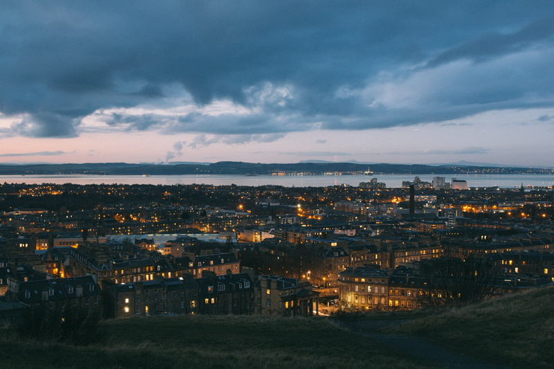 outdoors, overcast, nightview, architecture, city, cloud - sky, cityscape, night, no people, built structure, building exterior, high angle view, sky, edinburgh