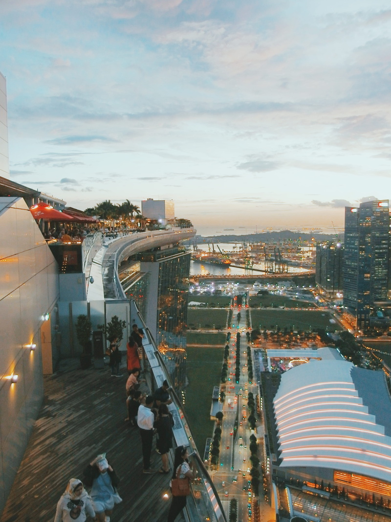 building, bridge, cityscape, architectures, high angle view, building exterior, skyscraper, nature, sky, 4K, water, connection, sunset, citulights, sg