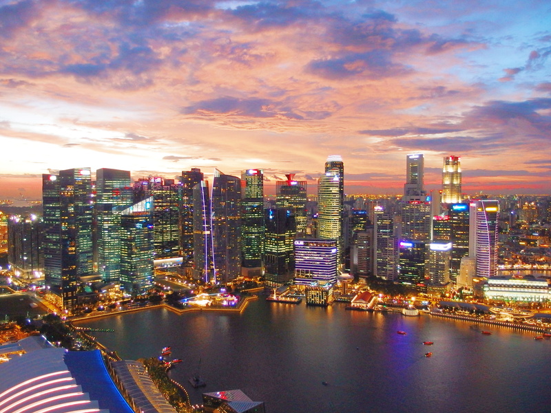 water, architecture, nature, modern, financial district, colorful, illuminated, cityscape, urban skyline, 4K, sg, citylights, asia, marina bay sands