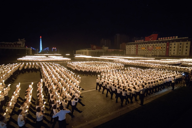 skyscraper, north, travel destinations, illuminated, town square, high angle view, pyongyang, no people, city, sky, nature, 720P, architecture, building exterior