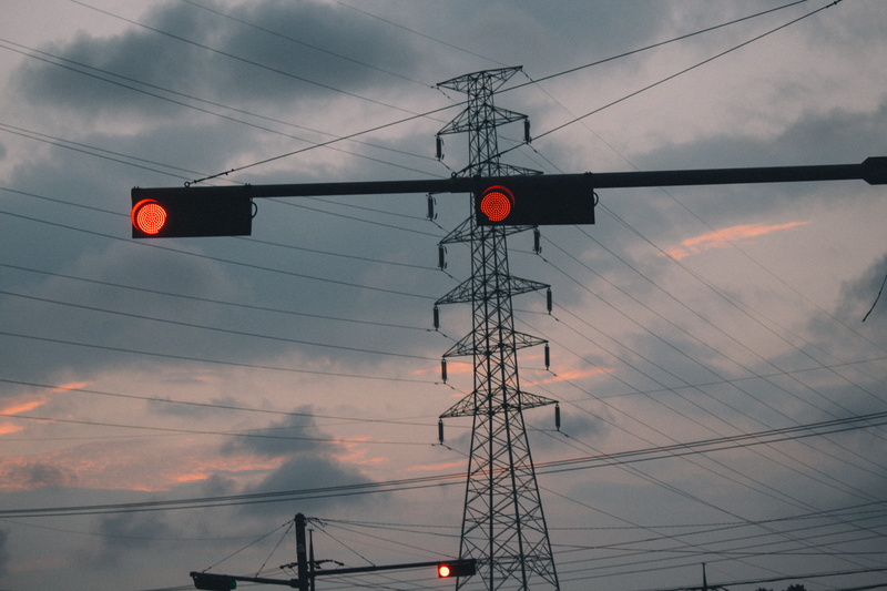 jeju-do, sunlight, electricity, 5K, red light, traffic, technology, power line, telegraph, no people, sign, fuel and power generation, telegraph pole