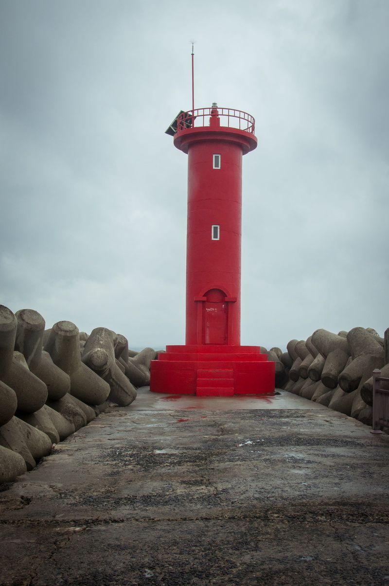 cloud - sky, security, travel, sea, outdoors, architecture, contrast, 4K, building exterior, no people, building, jeju-do, safety, south korea, red, guidance