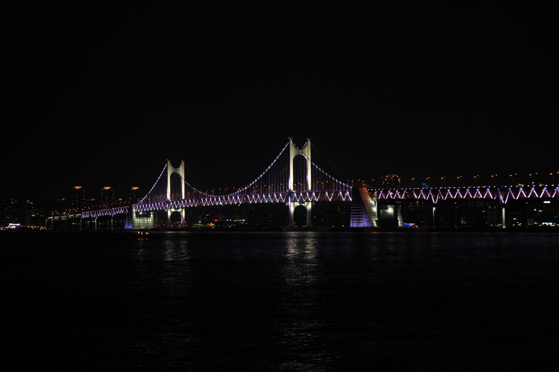 night view, bridge, purple, connection, gwangalli, travel destinations, bridge - man made structure, night, reflection, gwangan bridge, transportation