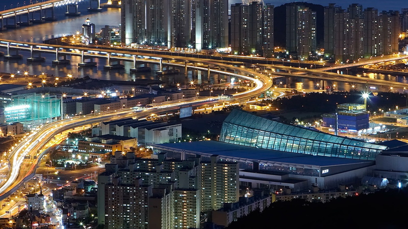 cityscape, skyscraper, asia, light trail, city life, elevated road, street, tower block, metropolitan area, road, illuminated, suspension bridge, connection