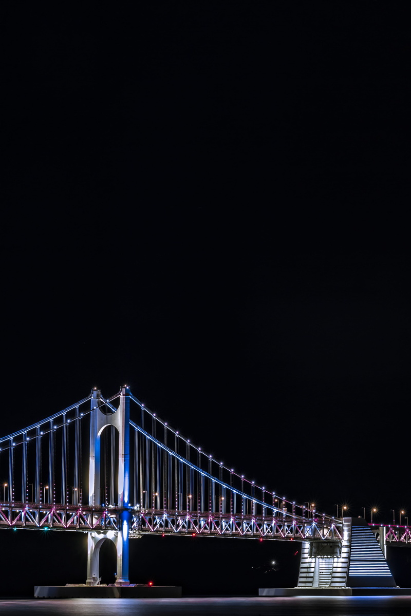 bridge - man made structure, nightlife, nature, metropolis, tourism, city, 부산, gwangan bridge, architecture, outdoors, urban, built structure, 4K, connection
