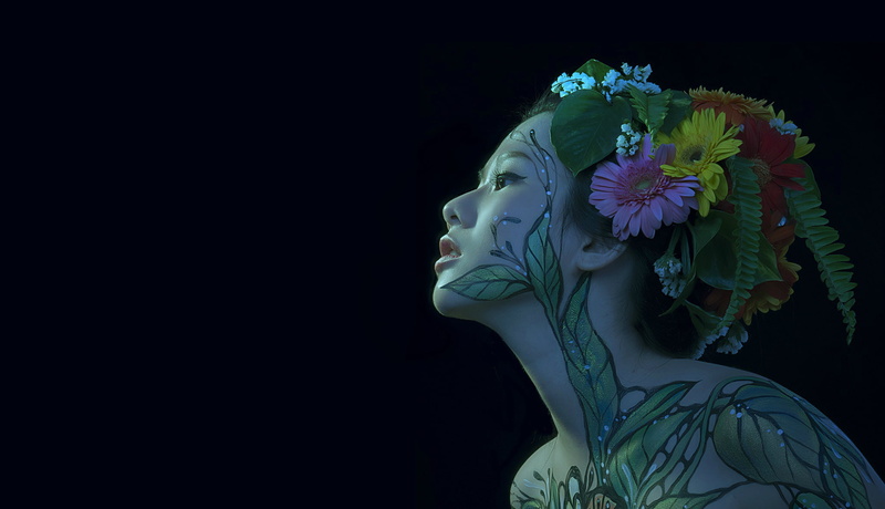 body art, body painting, hani nguyen, portrait, 1080P, Asian, girl