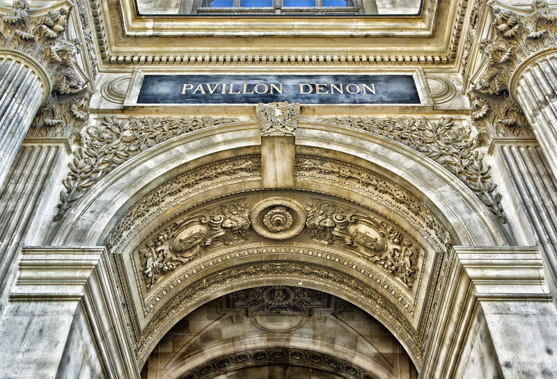 Denon, design, carving, ceiling, communication, paris, Pavillon, building, craft, history, low angle view, building exterior, entrance, no people, france