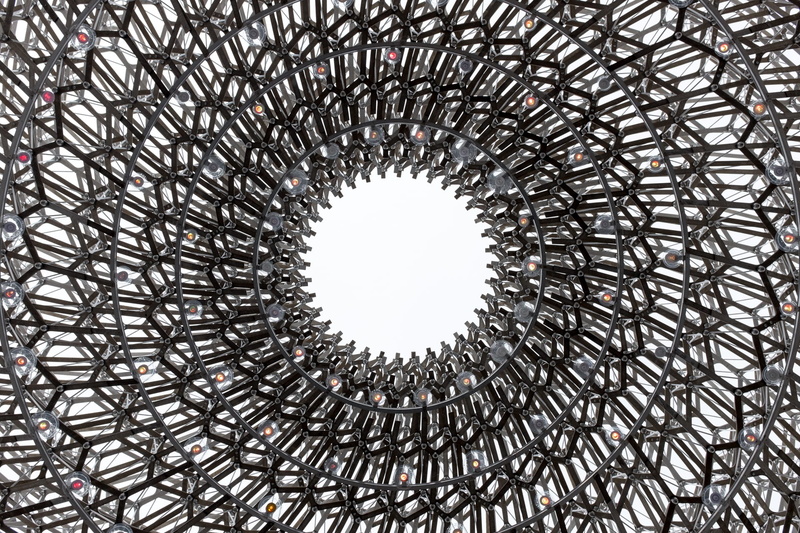 design, no people, architecture, expo milano 2015, day, hole, low angle view, built structure, expo2015, concentric, silver colored, geometric shape, x100s