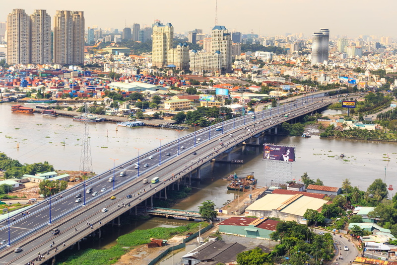 the river, mode of transportation, build, night, vietnam, river, nature, city, road, sunset, public transportation, town, skyscraper, full color, the city