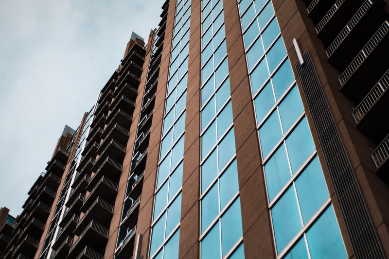 apartment building, town, low, high rise, 5K, orange, angle, united states, window, photography, day, city, architecture, skyscraper, clear sky, city scape