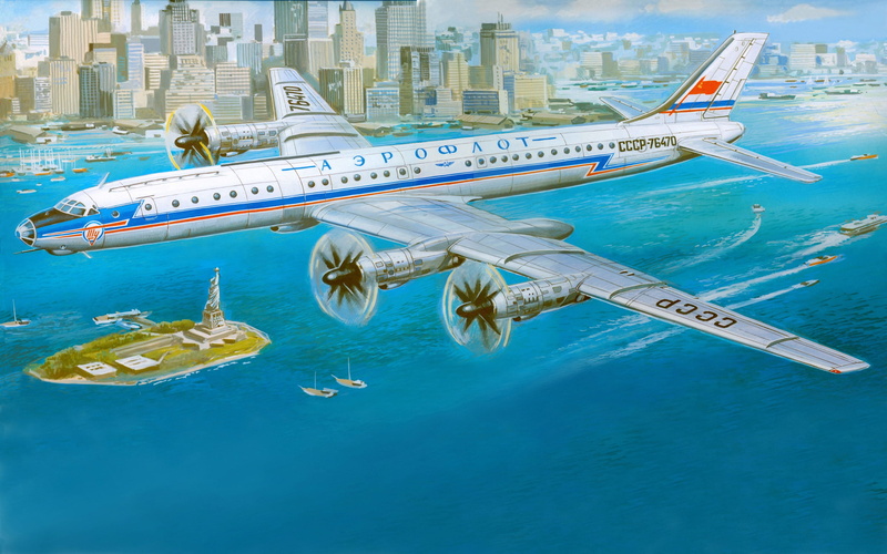 passenger, art, tu, painting, airplane, york, s, photos, aviation, tupolev, city, new, flight, 2K, cities, usa