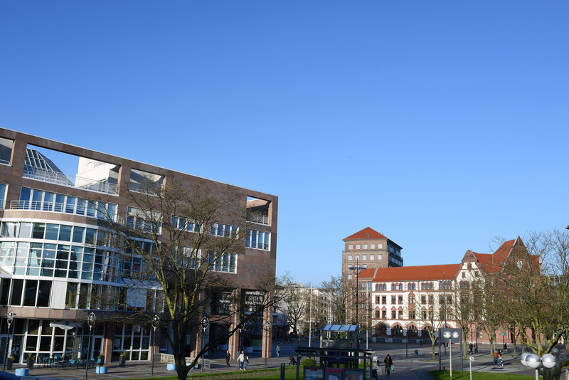 canal, building exterior, architecture, row house, dortmund, day, nature, mode of transportation, street, no people, town home, sky, north rhine westphalia