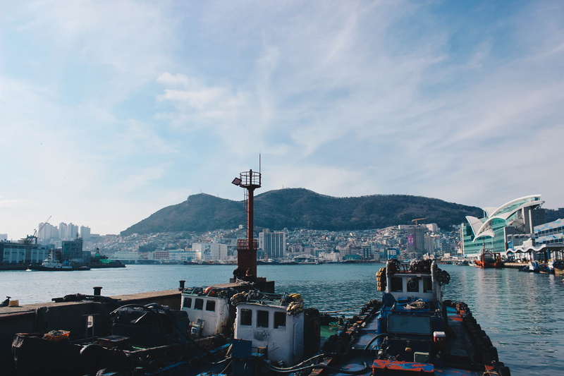mountain, fishmarket, water, busan, cloud - sky, day, no people, nature, south korea, jagalchi market, built structure, architecture, blueskies, harbor