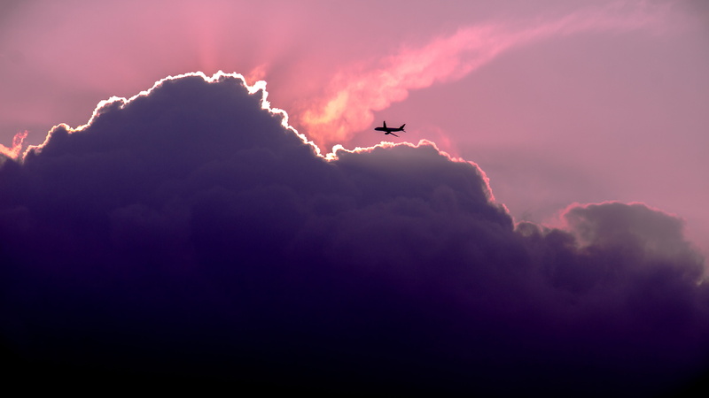 dark, night, plane, transportation, cloudscape, nature, silhouette, plain, white, flying, sky, outdoors, sun, sunset, scenics - nature, 5K, passenger