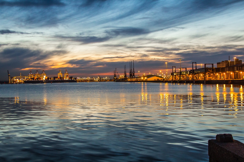 sky, harbor, dusk, building, waterfront, built structure, city, Port, blue, in the evening, beauty in nature, 5K, commercial Dock, Twilight, port, outdoors
