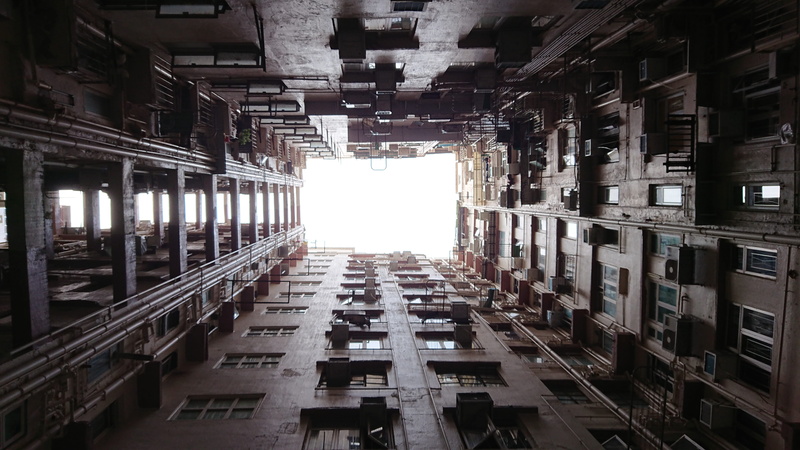 no people, urban, day, 5K, warehouse, nature, tsim sha tsui, outdoors, directly below, architecture, built structure, building exterior, building, symmetry