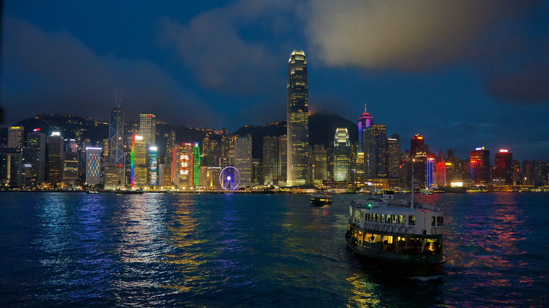 skyscraper, hong kong, cloud - sky, night, modern, no people, office building exterior, building, building exterior, urban skyline, cityscape, ferry, tsim sha tsui