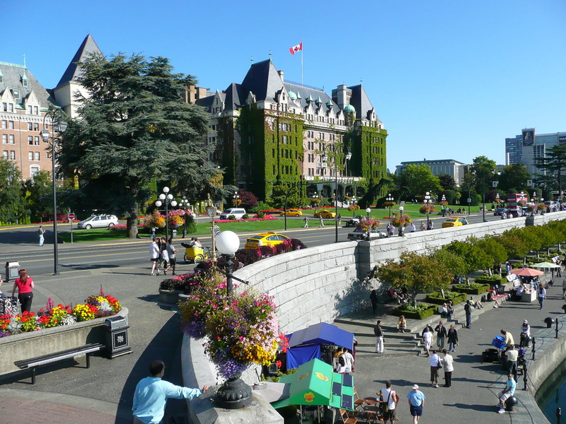 urban Scene, crowd, road, plant, City, city life, British Columbia, Victoria, 2K, harbor, large group of people, city street, empress hotel, tree, nature