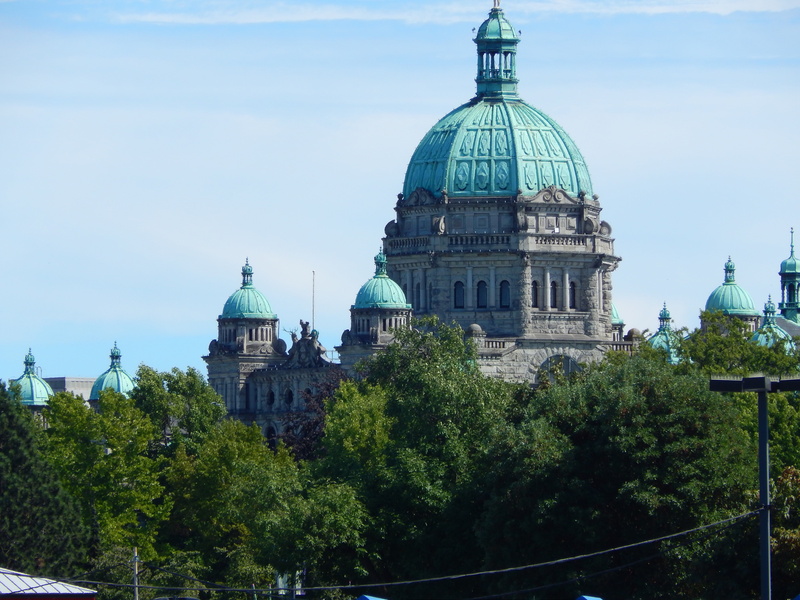 british, day, architecture, government, spire, victoria, outdoors, scenic, building, place of worship, blue, belief, harbor, bc, columbia, nature, gray