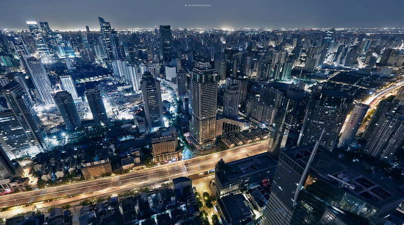 shanghai, skylines, skyscrapers, cities, night, buildings, citylifes, skyline, highways, china, architecture, asia, cityscapes, chine, asians, light, bridges