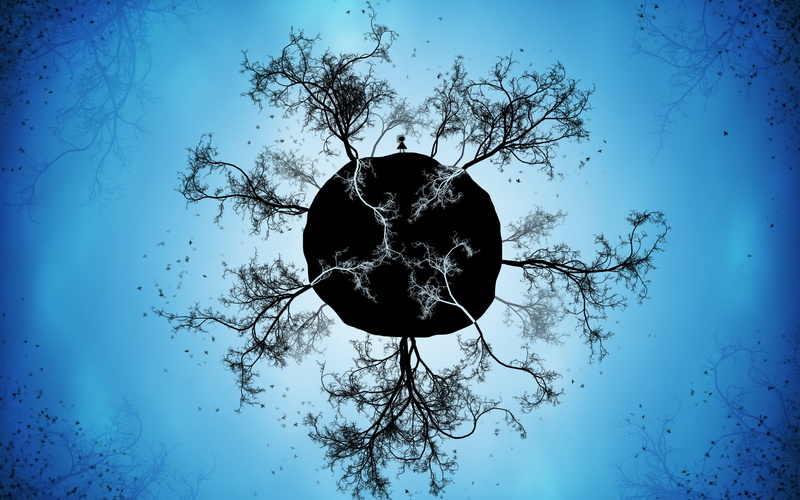 lonely, tree, 2K, painting, bare, planet