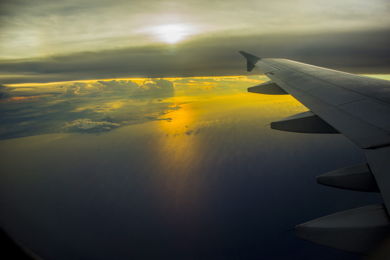 mode of transportation, sky, above, sunset, mode of Transport, cloud - Sky, Aviation, flight, air, on the move, aircraft Wing, window, airplane, sunlight