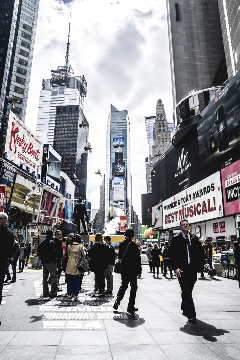 urban, real people, group of people, women, crowd, text, office building exterior, nyc, men, city, adult, large group of people, building, road, architecture