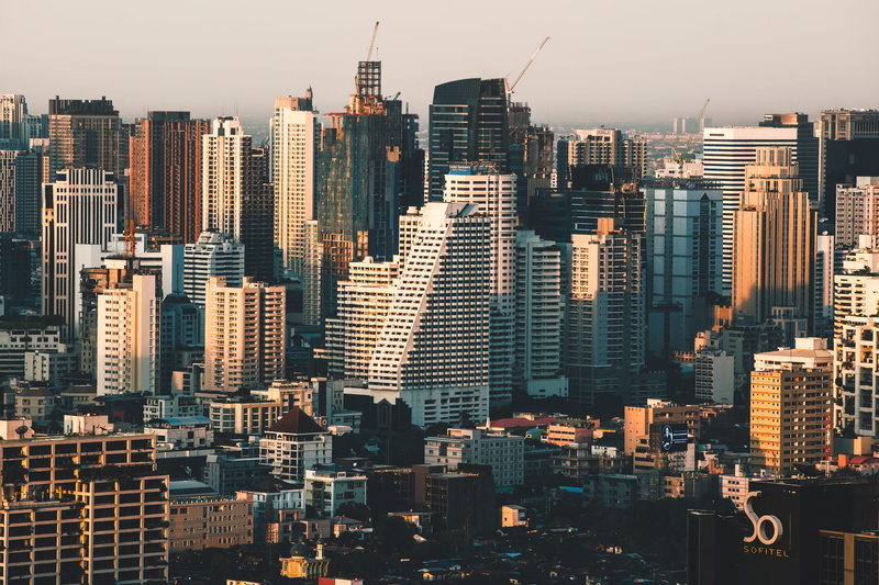 downtown, dense, tall - high, metropolis, neighborhood, residential district, housing, buildings, settlement, thailand, city, urban, skyscrapers, high