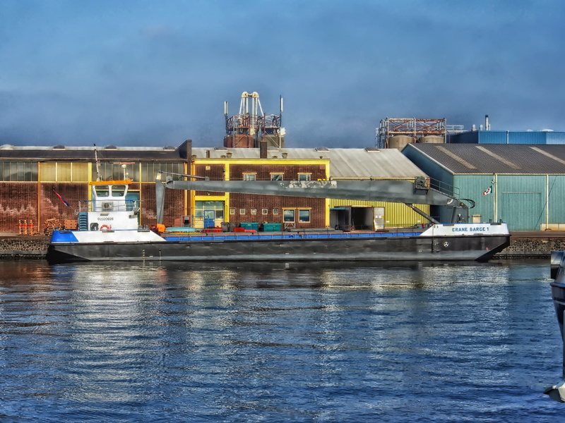 nautical vessel, bay, ship, amsterdam, waterfront, mode of transportation, transportation, crane barge, no people, city, harbor, reflection, architecture
