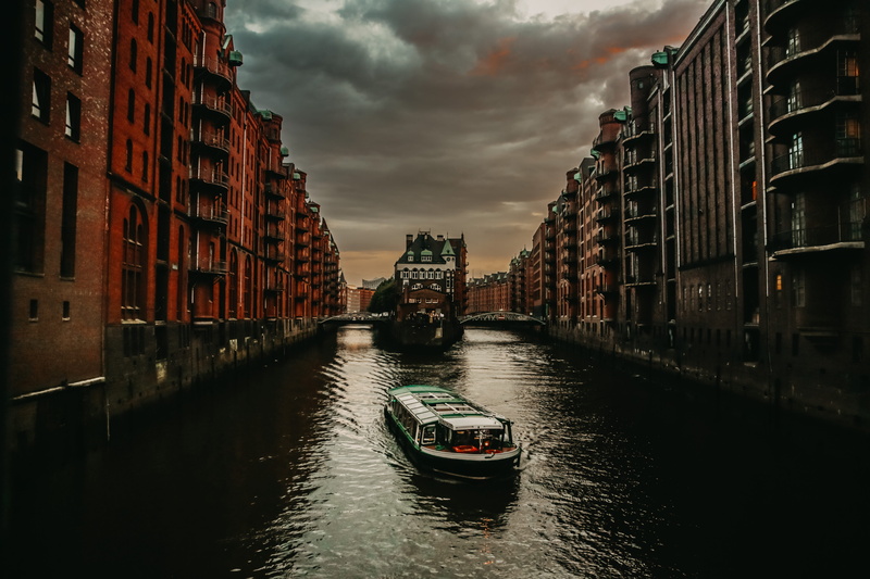 canal, vessel, passenger craft, harbor, nature, germany, body, travel, white, waterfront, port, housing, watercraft, speicherstadt, day, nautical vessel