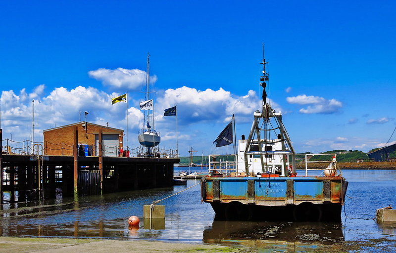 no people, vessel, boat, mode of transportation, tower, sea, watercraft, building, nature, barge, transportation, pier, water, moored, fishing industry
