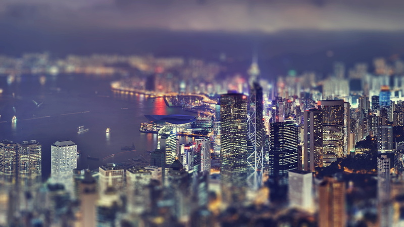 modern, china - East Asia, downtown District, skyscrapers, sky, light, panoramic, evening, office Building, tall - High, light - Natural Phenomenon, crowd