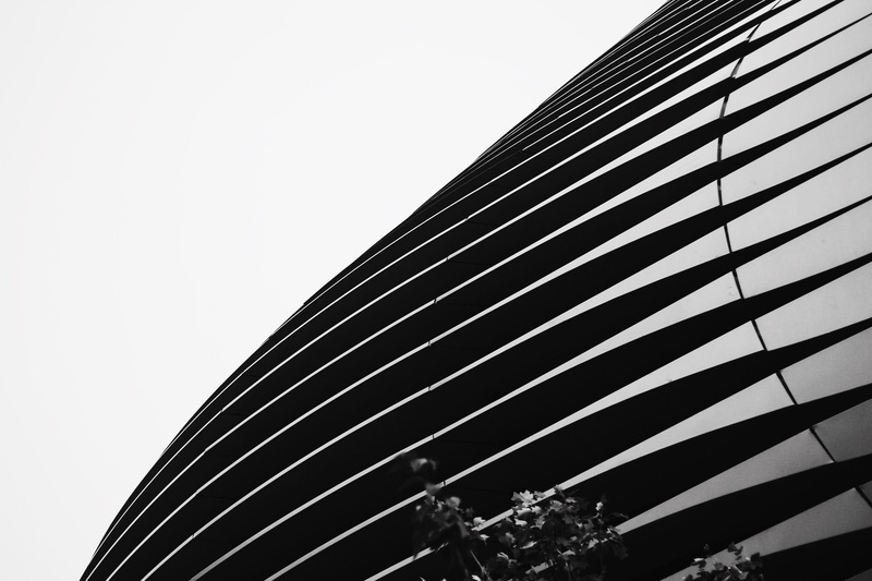 built structure, skysoho, 2K, white, black, office building exterior, building, tall - high, low angle view, clear sky, architecture, sunlight, outdoors