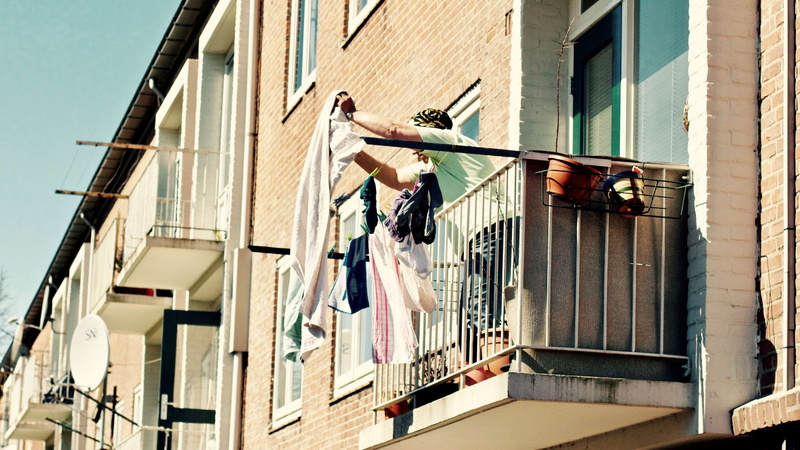 residenc, person, built structure, laundry, condominium, clothesline, city, 4K, city life, drying, exterior, window, building exterior, daylight, perspective
