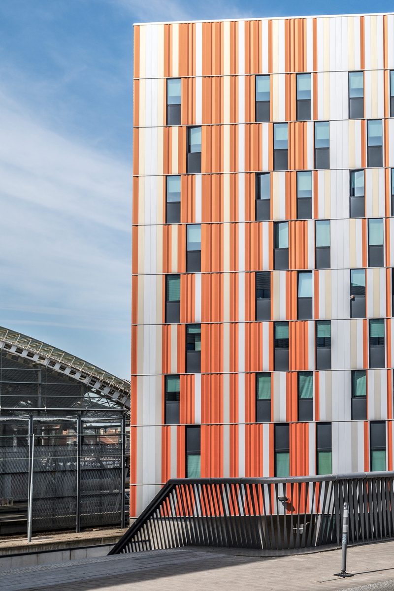 domestic room, apartments, day, cargo container, industry, sky, exterior, warehouse, brick, orange color, building exterior, chicago, contemporary, no people