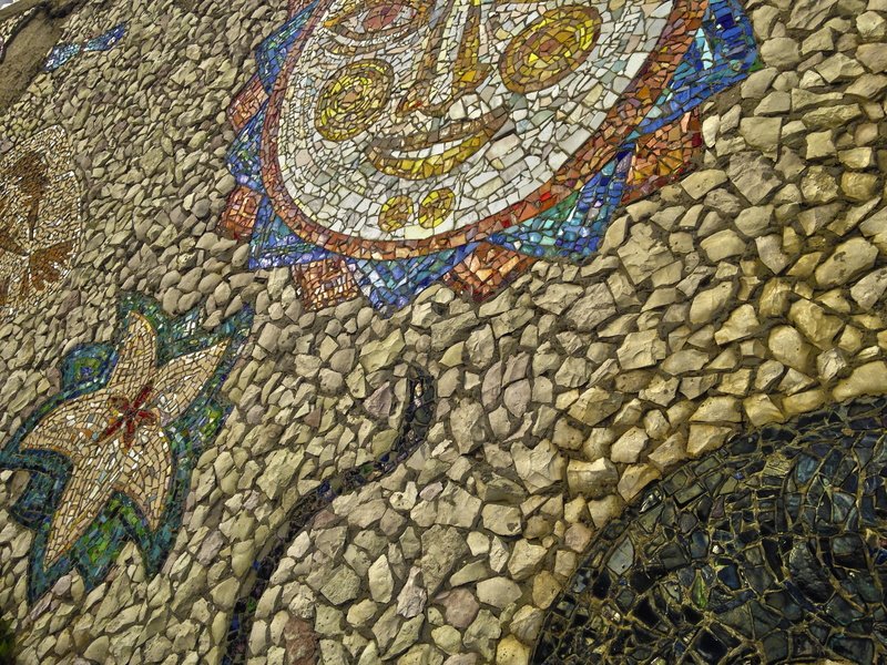 art and craft, mural, wall building, wall - building feature, stone wall, pattern, close-up, Mosaic, texture, structure, no people, background, city, the past