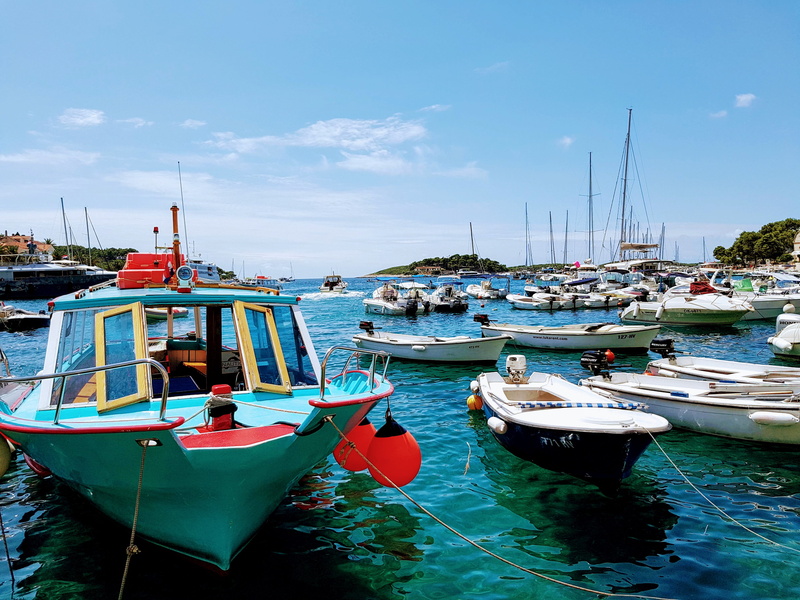 colourful, boats, sky, moored, waterfront, day, heat, habor, anchored, marina, beauty in nature, fishing boat, no people, boat, ocean, cloud - sky, croatia