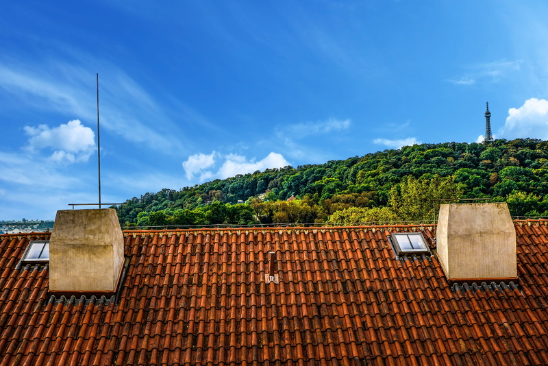 summer, blue, architecture, warm, mountain, sky, green color, lookalike, tower, plant, tiles, beauty in nature, tree, nature, Prague, scenics - nature