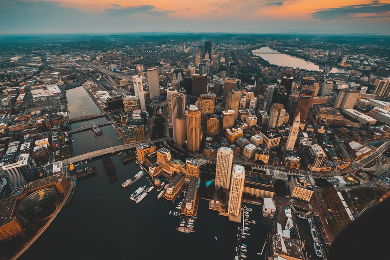downtown District, aerial View, nature, tower, cityscape, crowd, crowded, travel, buildings, urban Scene, outdoors, traffic, business, 4K, famous Place