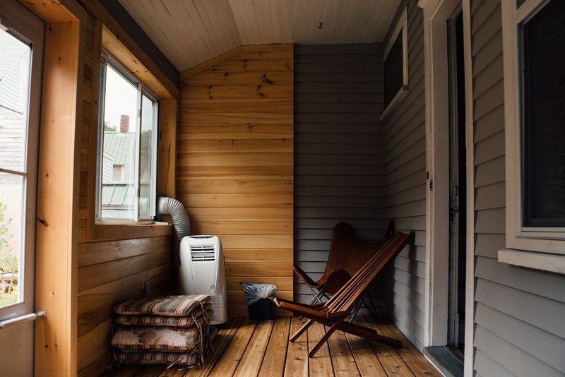 brown, ceiling, cabin, white, air, glass, home interior, no people, portable, wooden, day, building, near, architecture, flooring, window, built structure