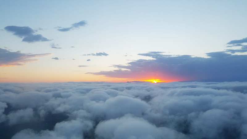 light - Natural Phenomenon, calm, dawn, sunrise - Dawn, colourful, beauty In Nature, sunrise, aerial View, above, airplane, blue, summer, travel, weather