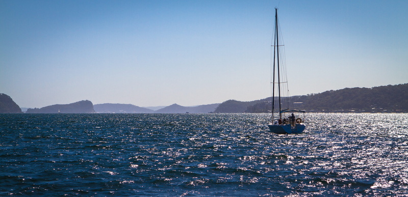 blue, mode of transportation, yacht, tranquil scene, clear sky, scenics - nature, landscape, sea, luxury, water, boating, sailboat, pole, transportation