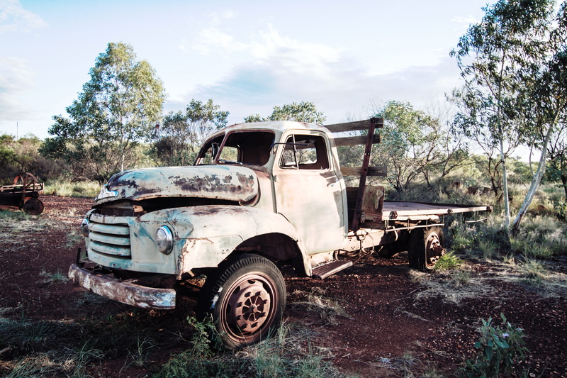 run-down, outback, motor vehicle, cloud - sky, vintage, bad condition, field, tree, damaged, day, car, truck, australia, plant, wreck, abandoned, old car