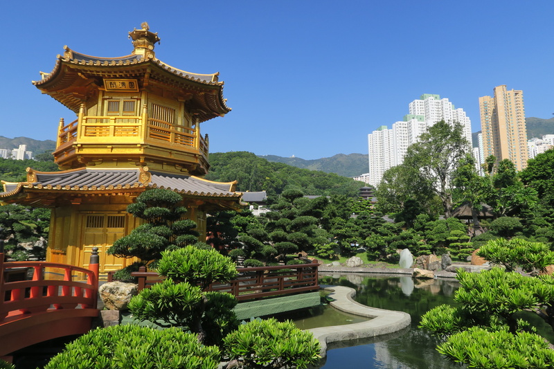plant, tourism, asia, travel destinations, sky, no people, building exterior, outdoors, building, religion, travel, hong kong, nature, nan lian garden