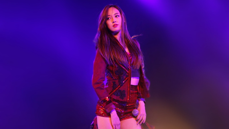 musician, beautiful woman, long hair, brown, standing, hairstyle, three quarter length, adult, stage, Jooyeon, After School, s, popular music concert, one person