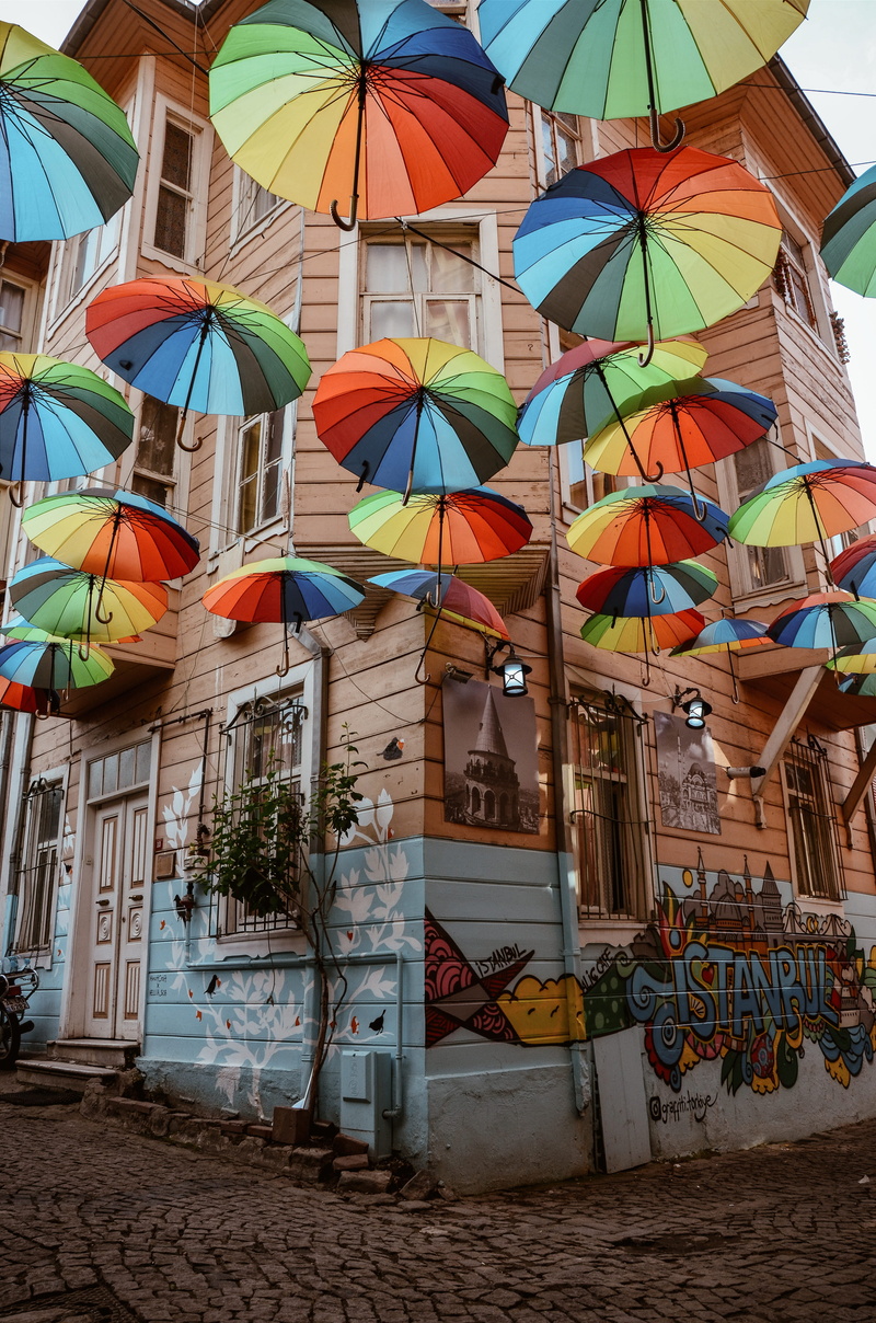 multi colored, house, in a row, summer, graffiti, architectural design, hung, outside, multicolored, hanging, building, no people, variation, decoration